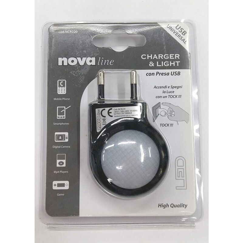 foto del prodotto nova line ncr220 punto luce notturno a led con presa usb e14, 6 w, multicolore