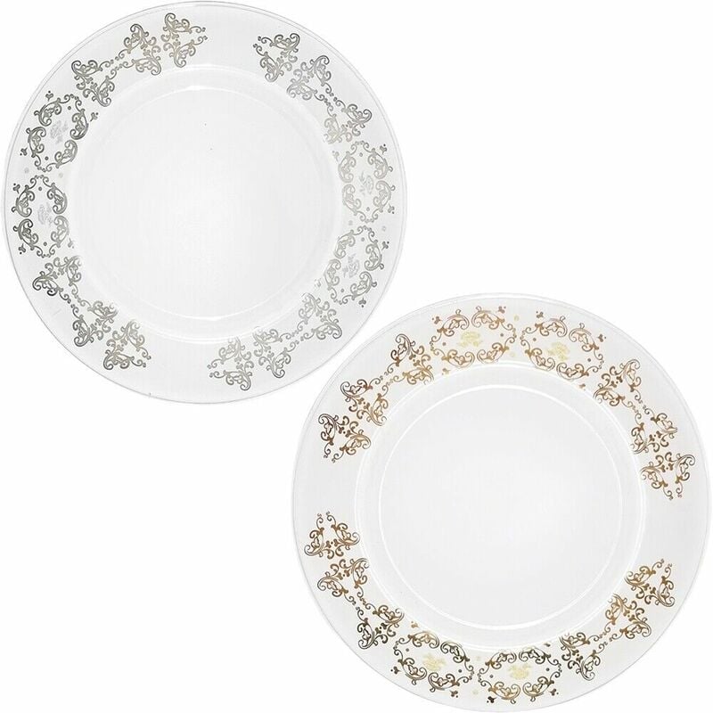 foto del prodotto nova vassoio sottopiatto in cristallo centro tavola rifiniture oro argento 35cm oggetti per la casa idea regalo colorigenerali argento
