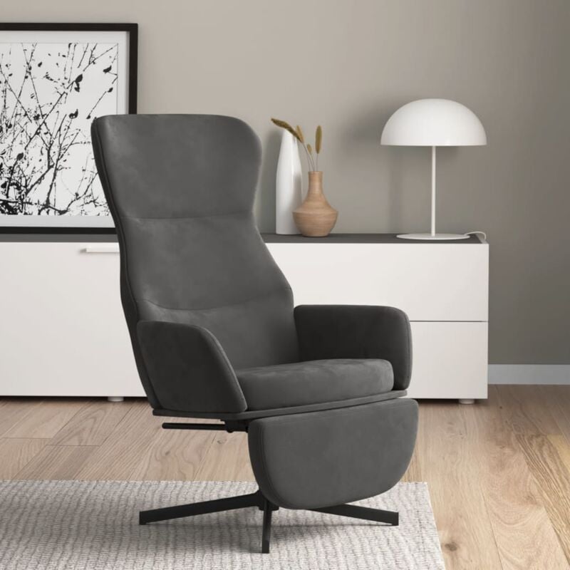 foto del prodotto nova vidaxl poltrona relax con poggiapiedi grigio scuro in velluto