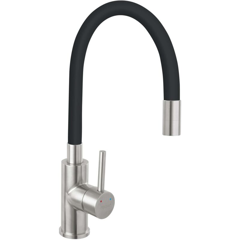 foto del prodotto novaservis ferro miscelatore per lavello, con braccio di erogazione flessibile, nero acciaio inox 70710,4c