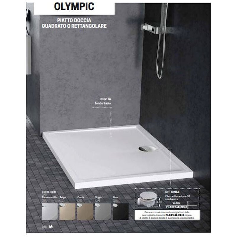 foto del prodotto novellini new olimpic piatto doccia acrilico 90x90 h4,5 bianco codice prod oln904 30