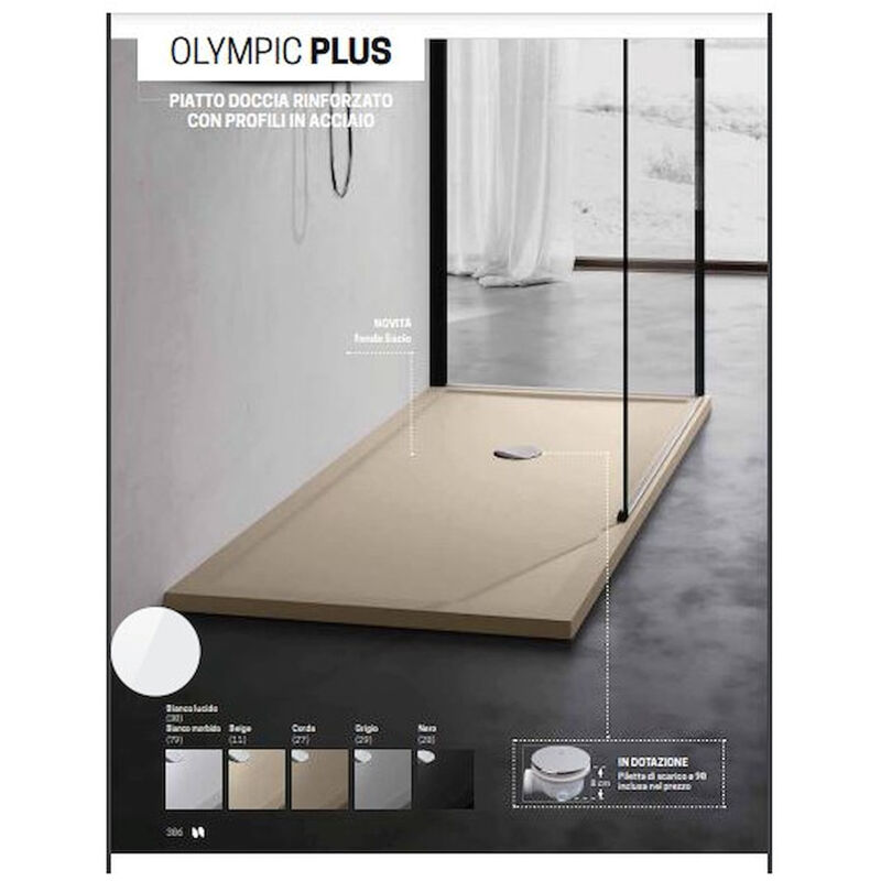foto del prodotto novellini olympic plus piatto doccia acrilico 170x70 h4,5 piletta 90 bianco codice prod ol170704 30