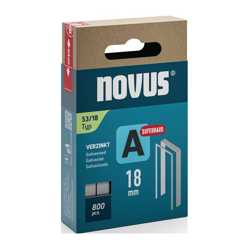 immagine 0 del prodotto novus agrafe fil fin a type 53 agrafe b.11,3 mm 18 mm 0,75 mm super dure 800 pi ces.