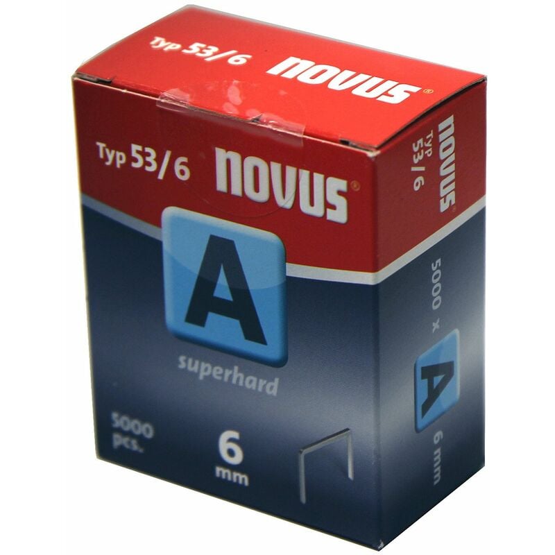 foto del prodotto novus groppini con filo sottile 6 mm set economico di punti metallici con 5000 graffe del modello 53 6 per sparachiodi chiodini metallici con