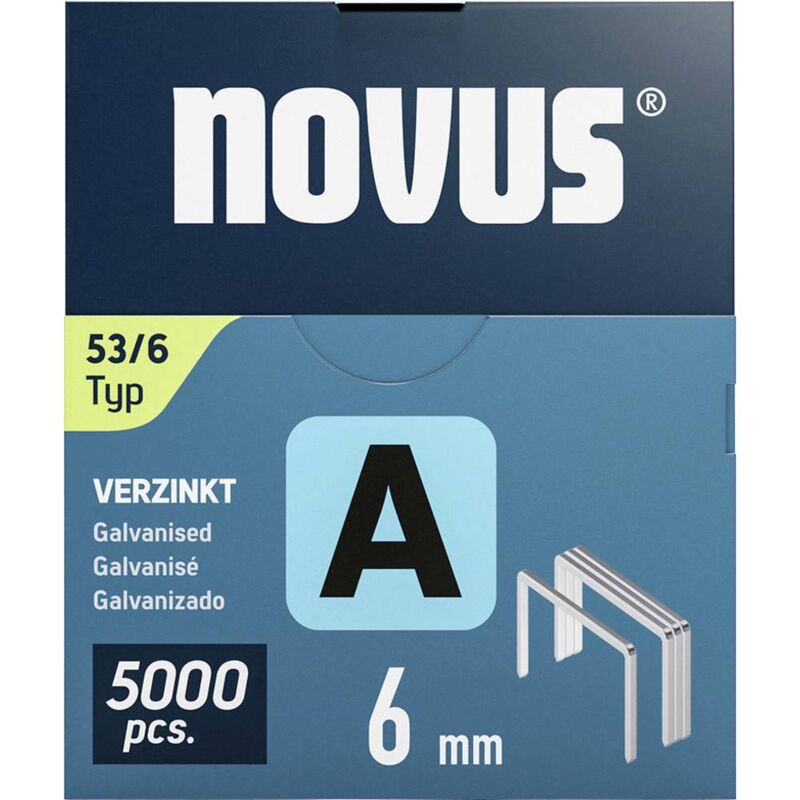foto del prodotto novus tools 042 0761 graffette punto sottile tipo 53 5000 pz. dimensioni l x l 6 mm x 11.3 mm