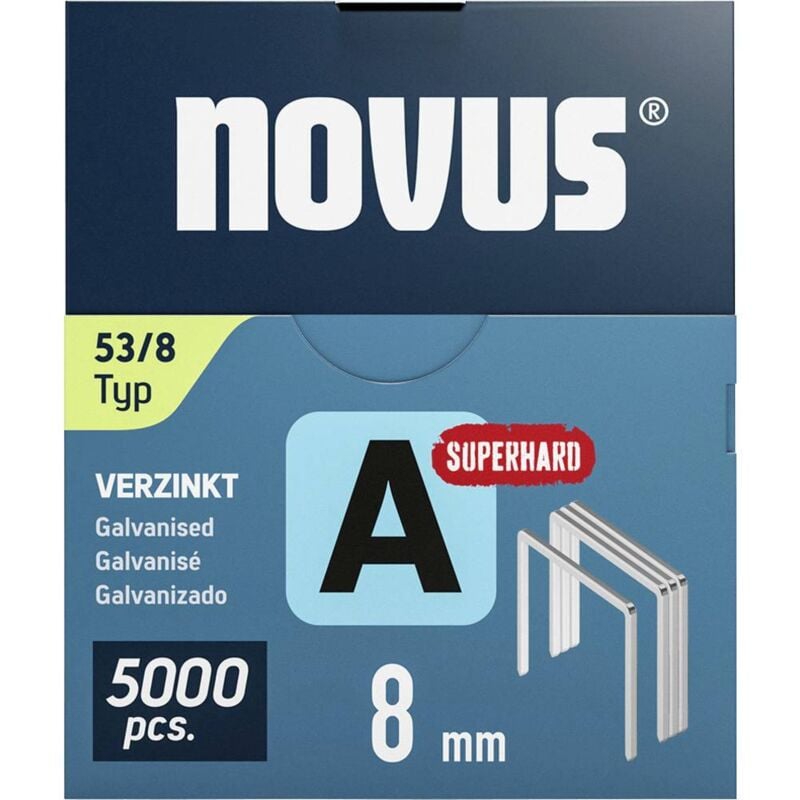 foto del prodotto novus tools 042 0762 graffette punto sottile tipo 53 5000 pz. dimensioni l x l 8 mm x 11.3 mm