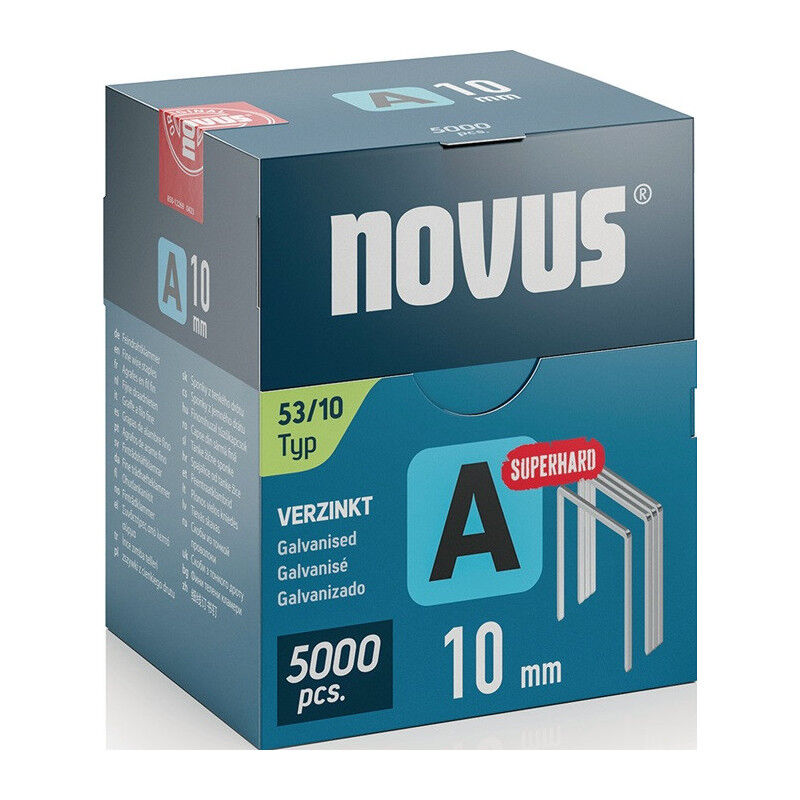 foto del prodotto novus tools 042 0763 graffette punto sottile tipo 53 5000 pz. dimensioni l x l 10 mm x 11.3 mm