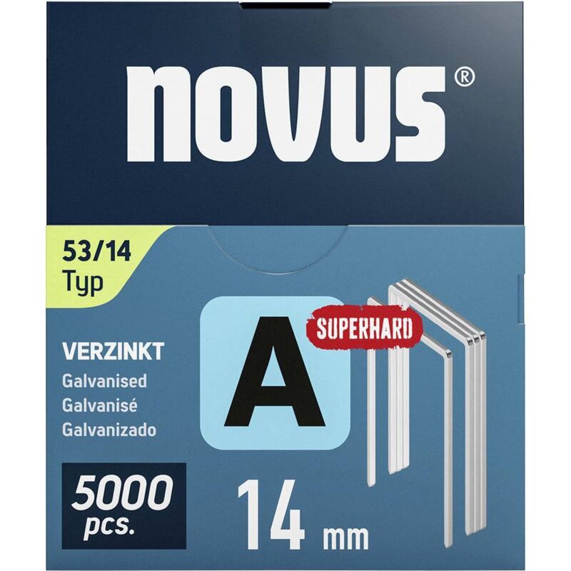 foto del prodotto novus tools 042 0764 graffette punto sottile tipo 53 5000 pz. dimensioni l x l 14 mm x 11.3 mm