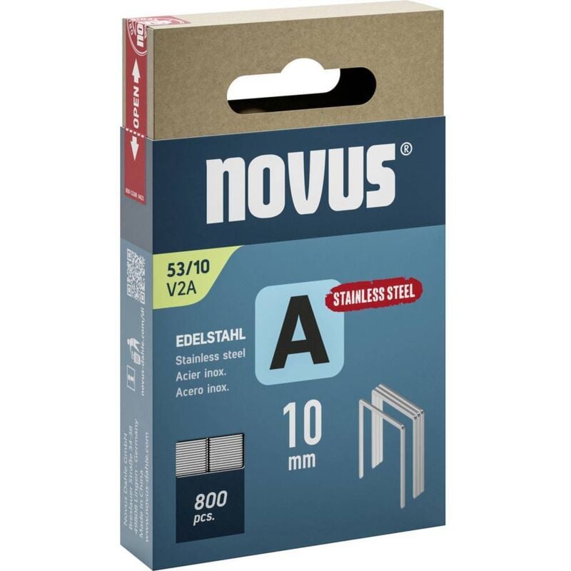 foto del prodotto novus tools 042 0779 graffette punto sottile tipo 53 800 pz. dimensioni l x l 10 mm x 11.3 mm