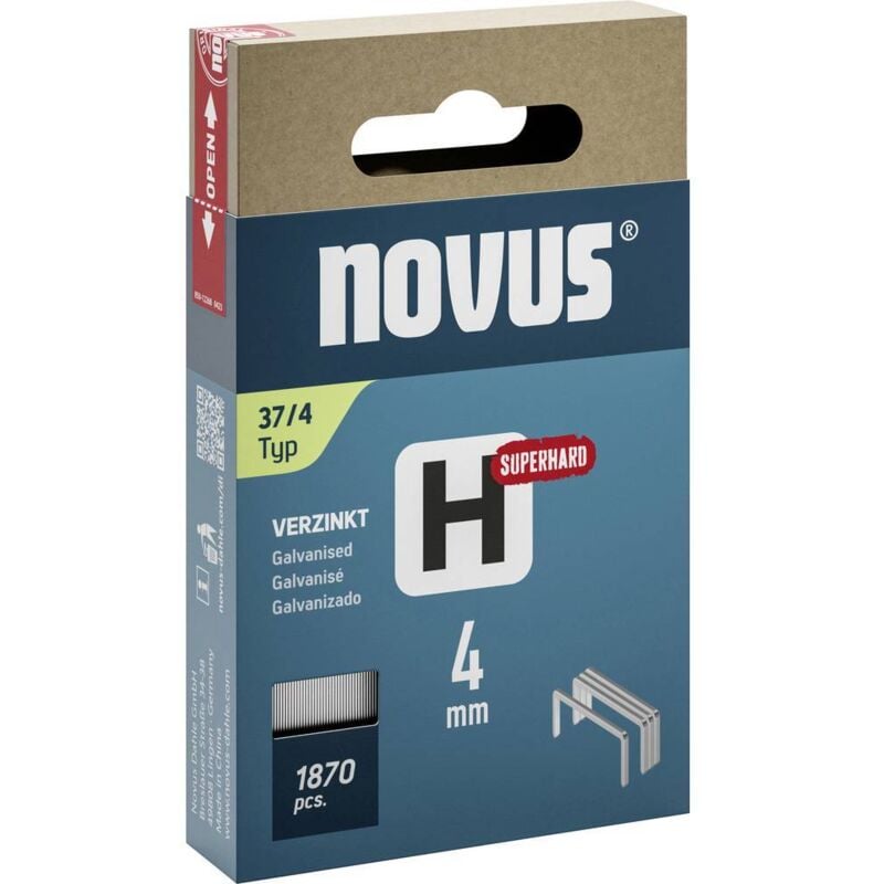 foto del prodotto novus tools 042 0783 graffette punto sottile tipo 37 1870 pz. dimensioni l x l 4 mm x 10.6 mm