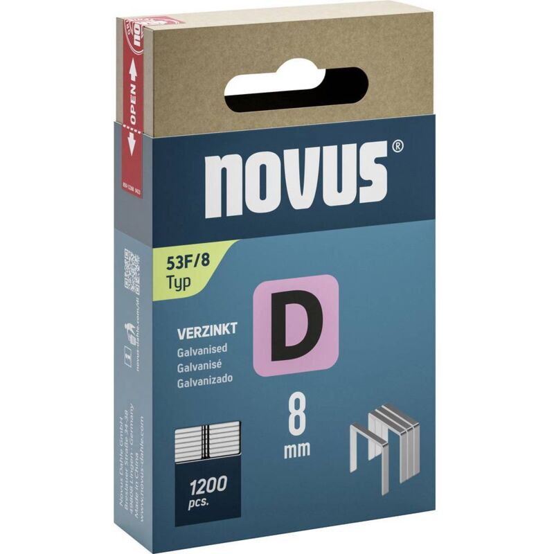 foto del prodotto novus tools 042 0789 graffette filo piatto tipo 53f 1200 pz. dimensioni l x l 8 mm x 11.3 mm