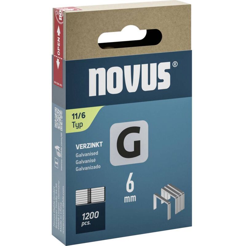 foto del prodotto novus tools 042 0795 graffette filo piatto tipo 11 1200 pz. dimensioni l x l 6 mm x 10.6 mm