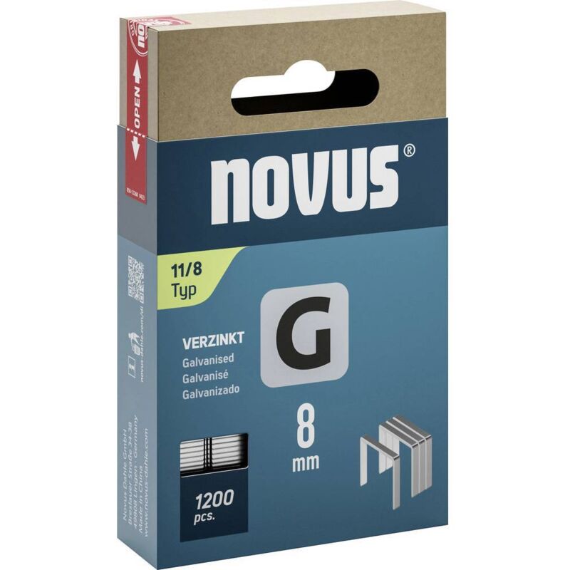 foto del prodotto novus tools 042 0796 graffette filo piatto tipo 11 1200 pz. dimensioni l x l 8 mm x 10.6 mm