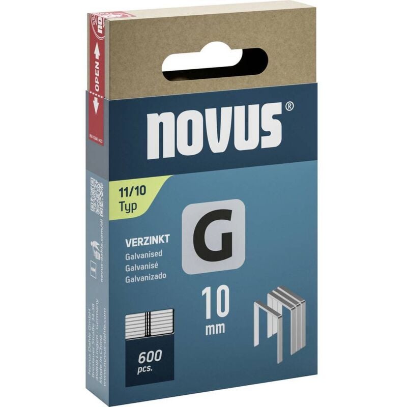 foto del prodotto novus tools 042 0797 graffette filo piatto tipo 11 600 pz. dimensioni l x l 10 mm x 10.6 mm