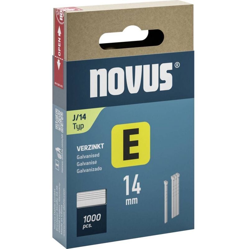 foto del prodotto novus tools 044 0088 chiodi per graffette tipo j dimensione del prodotto, lunghezza 14 mm 1000 pz.