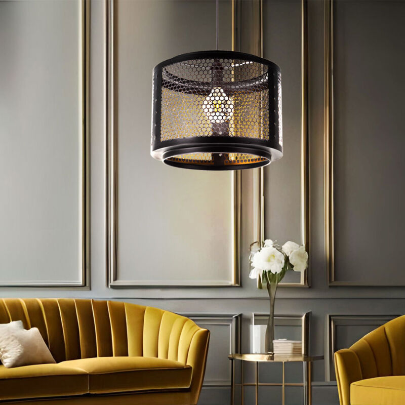 foto del prodotto nowa lampada a sospensione a led lampada da soggiorno lampada a sospensione retr lampada da tavolo, oro nero, paralume in metallo, 1x e27 led a