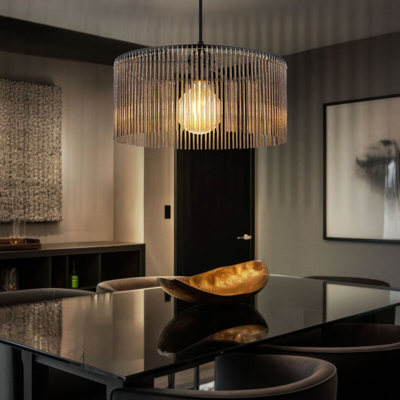 foto del prodotto nowa lampada a sospensione a led lampada per sala da pranzo color fumo, nero, decorazione in metallo acrilico, 7w 806lm bianco caldo, dxh 35x135 cm