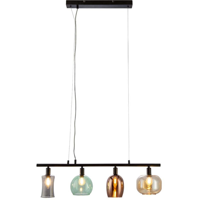 foto del prodotto nowa lampada a sospensione lampada da soggiorno lampada da sala da pranzo lampada da soffitto, metallo vetro nero, 4 fiamme altezza regolabile e14,
