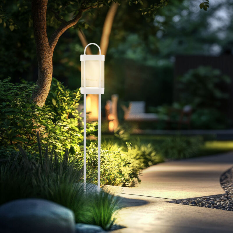 foto del prodotto nowa lampada da terra per esterni a led, lampada da giardino bianca, lampada da terra per patio, in metallo, 8w 855lm bianco caldo, dxh 12,5 x 100