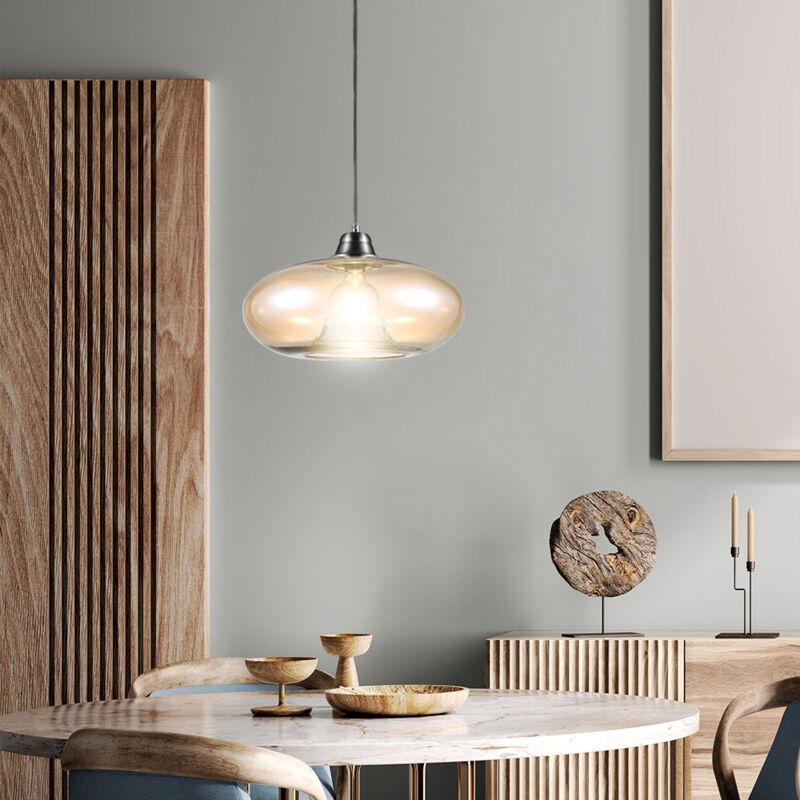 foto del prodotto nowa luce a sospensione in vetro ambrato luce a sospensione a filamento retr luce per sala da pranzo regolabile in altezza, metallo, led 7w 806lm