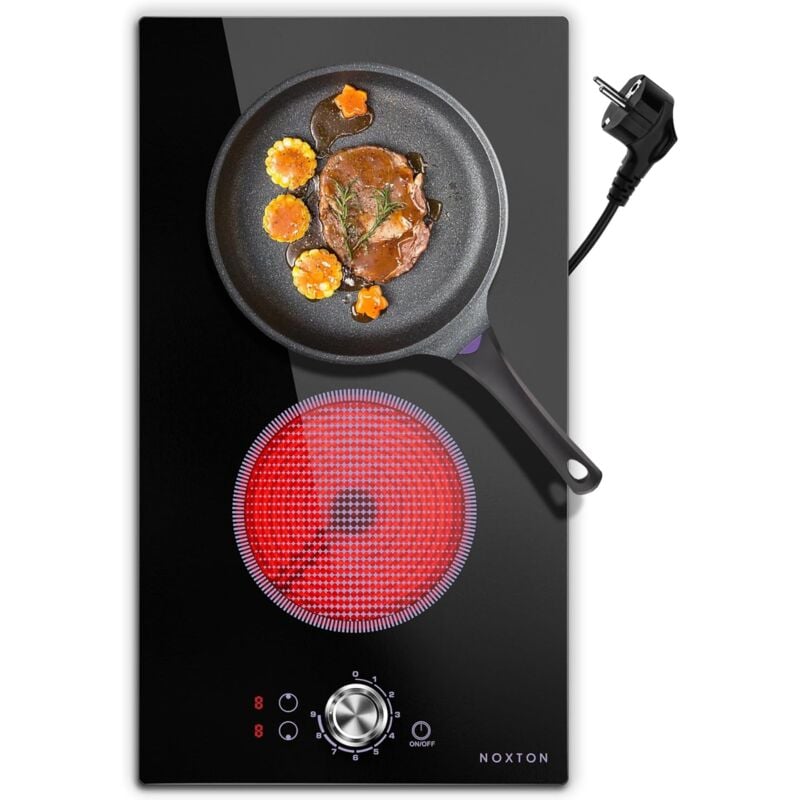 foto del prodotto noxton piano cottura 2 fuochi, 3000w piani cottura 52cm in vetroceramica cucina, piastra elettrica 2 piastre per maggior con timer e serratura di