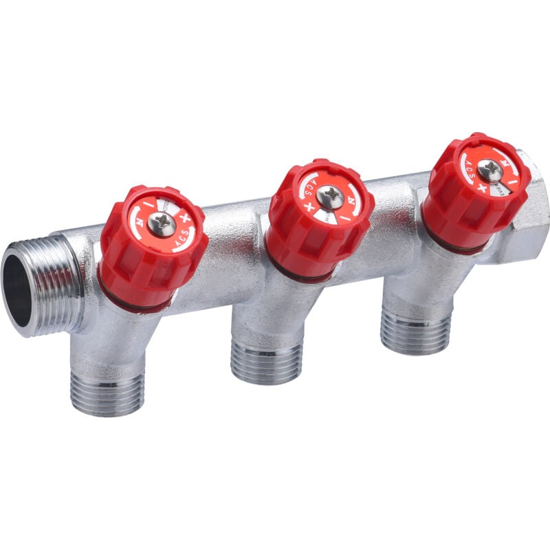 foto del prodotto noyon thiebault - collettore con rubinetteria integrata rossa mf20x27 - partenze maschio 15x21 - 3 partenze