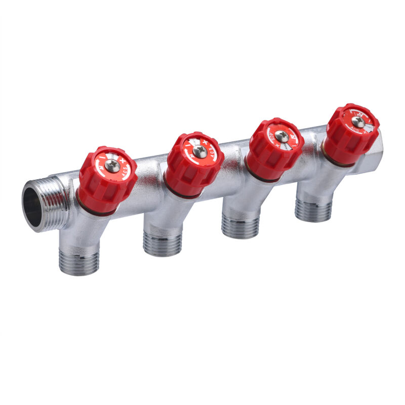 foto del prodotto noyon thiebault - collettore con rubinetteria integrata rossa mf20x27 - partenze maschio 15x21 - 4 partenze