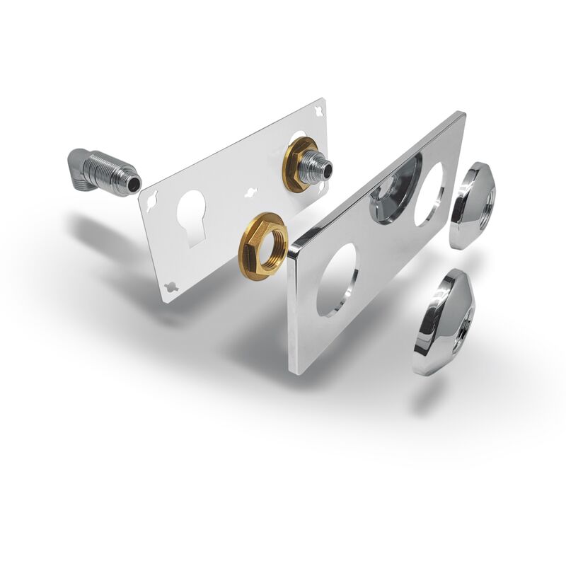 foto del prodotto noyon thiebault fixsystem, piastra doppia per lavandino m15x21 uscita m12x17