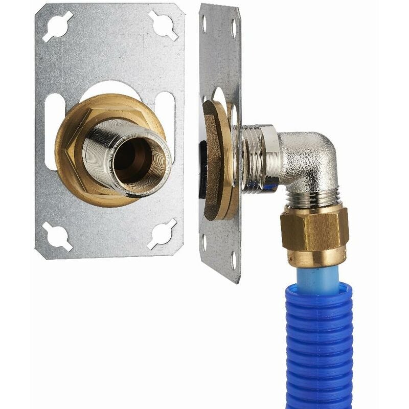 foto del prodotto noyon thiebault fixsystem semplice kit completo per il fissaggio di un rubinetto a parete singolo m1 2 15x21 gomito di alimentazione a