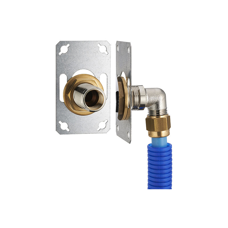 foto del prodotto noyon thiebault fixsystem semplice kit completo per il fissaggio di un rubinetto a parete singolo m1 2 15x21 gomito di alimentazione a