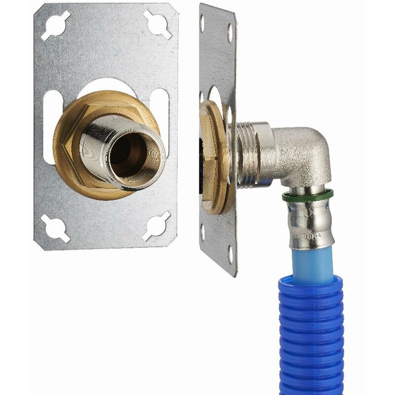 foto del prodotto noyon thiebault fixsystem semplice kit completo per il fissaggio di un rubinetto a parete singolo m1 2 15x21 gomito di alimentazione da