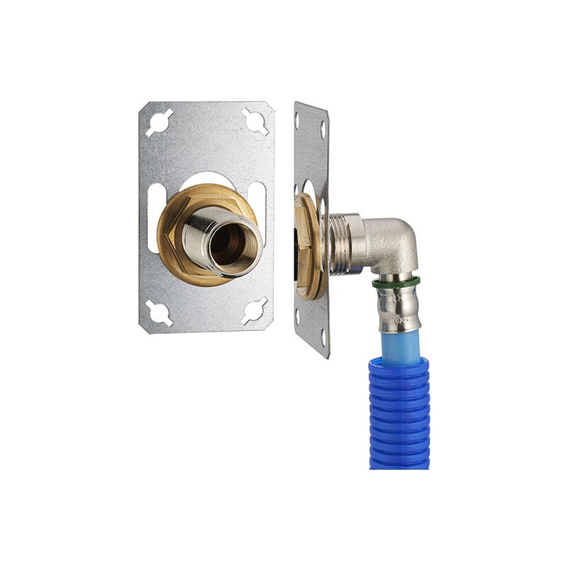 foto del prodotto noyon thiebault fixsystem semplice kit completo per il fissaggio di un rubinetto a parete singolo m1 2 15x21 gomito di alimentazione da