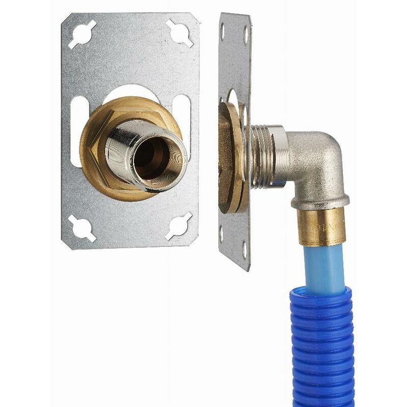 foto del prodotto noyon thiebault fixsystem semplice kit completo per il fissaggio di un rubinetto a parete singolo m1 2 15x21 gomito di alimentazione slip on su