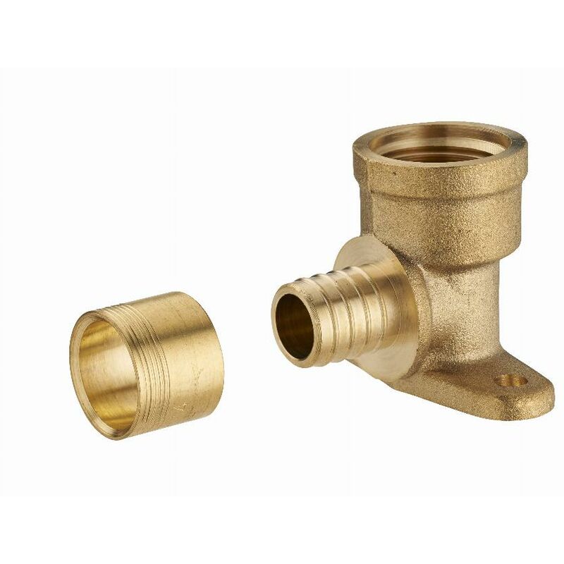 foto del prodotto noyon thiebault gomito di raccordo per tubo per 16 mm femmina a vite f1 2 15x21 2 fori per montaggio a parete anello in ottone 3191 1516l1