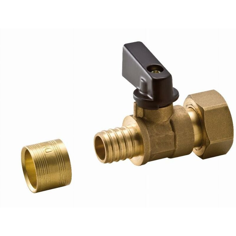 foto del prodotto noyon thiebault mini valvola a scorrimento 1 4 di giro su tubo per 16 mm dado libero femmina avvitato f1 2 15x21 anello in ottone 2121 1516l1