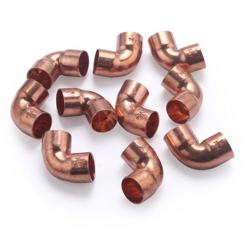 foto del prodotto noyon thiebault - raccordo a gomito in rame a saldare, 90 , piccolo raggio, doppio femmina, uguale, 16, 10 pezzi