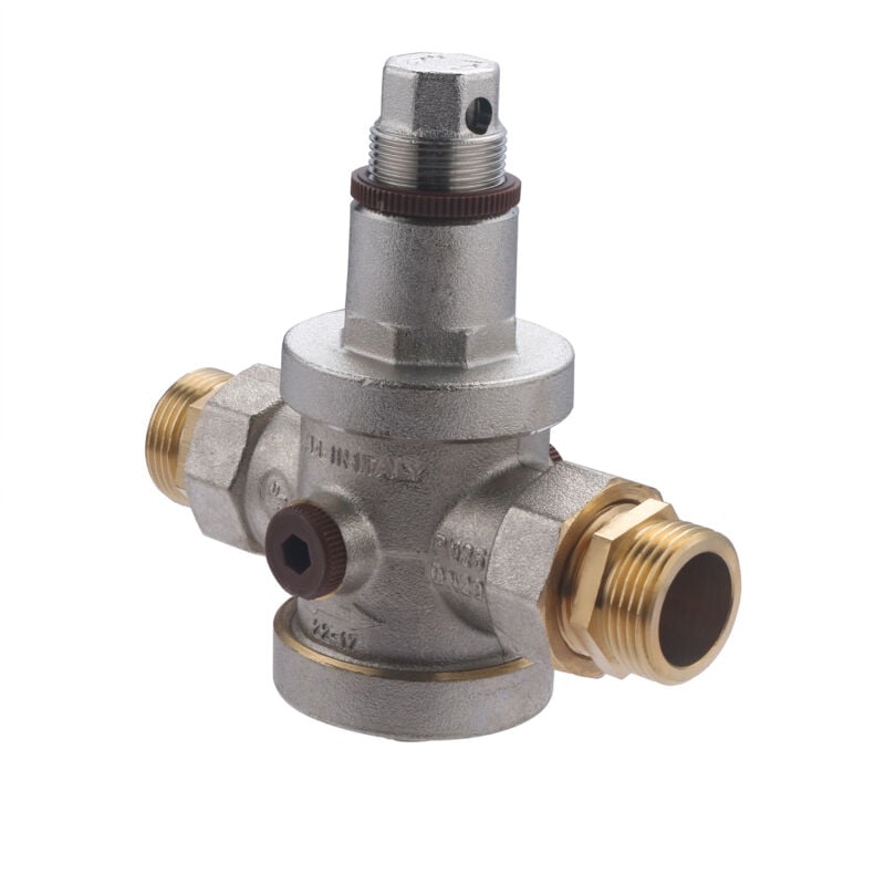 foto del prodotto noyon thiebault riduttore di pressione nf doppio maschio m20x27 con presa per manometro