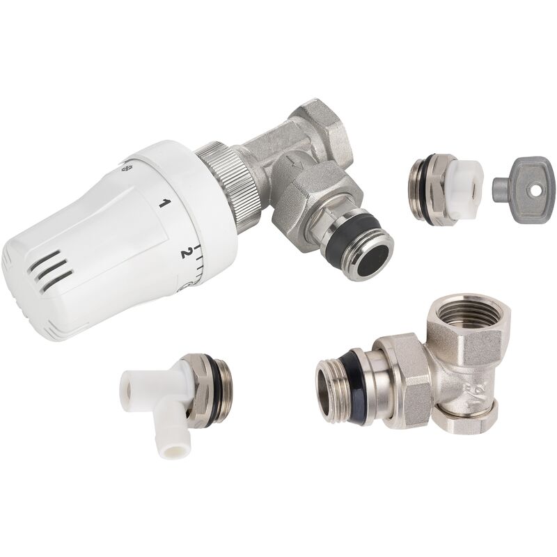 foto del prodotto noyon thiebault set completo valvola termostatica a squadra per radiatore 15x21