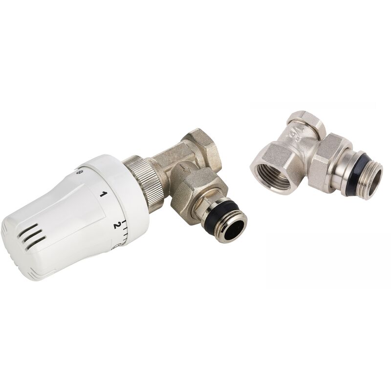 foto del prodotto noyon thiebault set valvola termostatica per radiatore a squadra 15x21 raccordo a gomito per regolazione 15x21