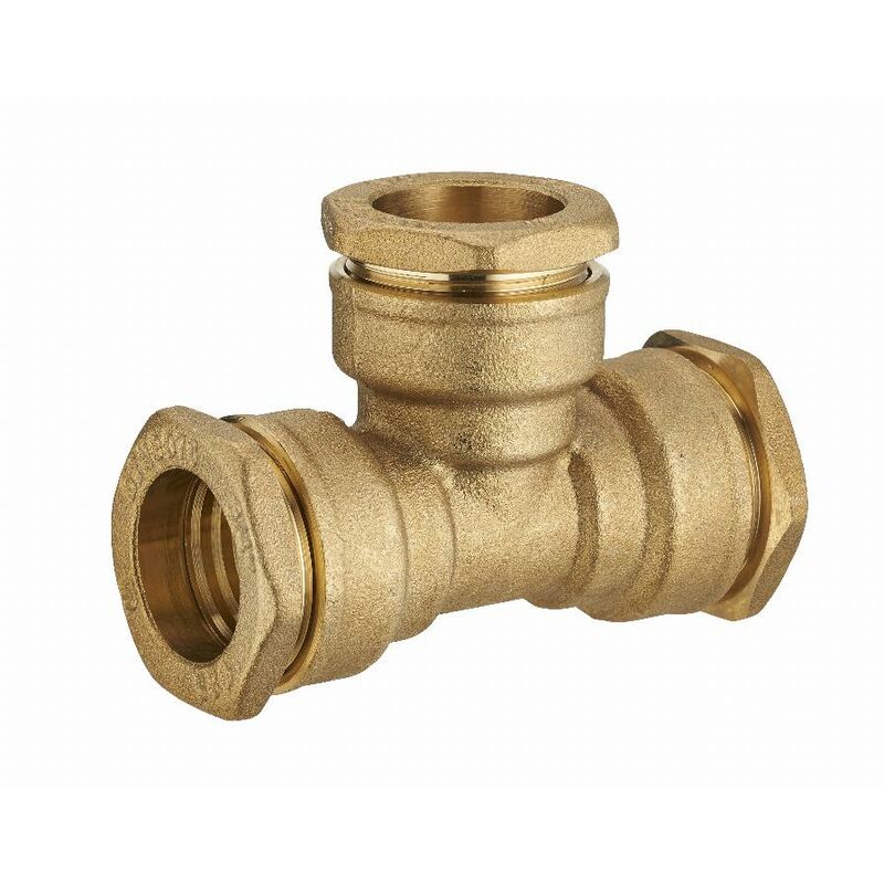 foto del prodotto noyon thiebault tee uguale in ottone per tubo in polietilene 32 mm 1731 32l1