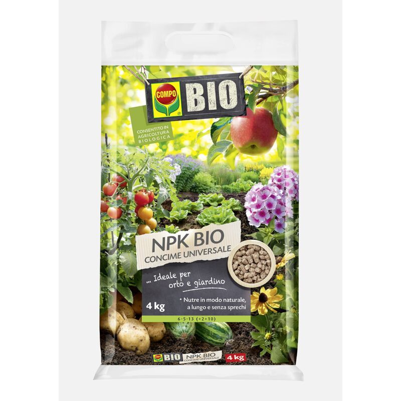 foto del prodotto npk bio, concime universale, per piante da orto e giardino, in vaso e piena terra, 4 kg compo