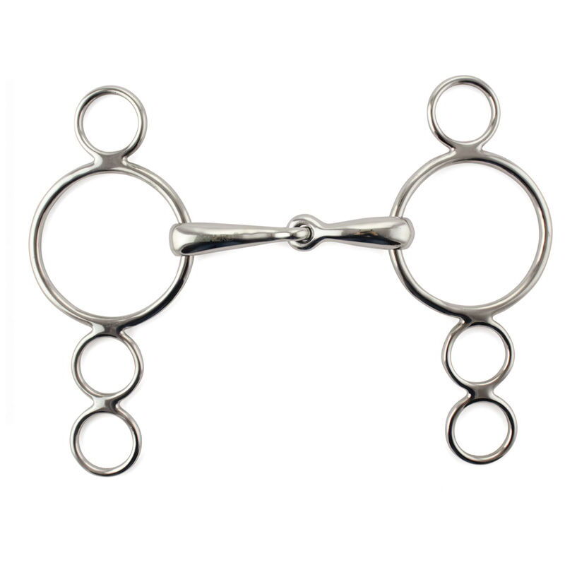 foto del prodotto nsc filetto pessoa per pony a due chiamate snodato in inox vuoto, imboccatura 18 mm 9,5 cm