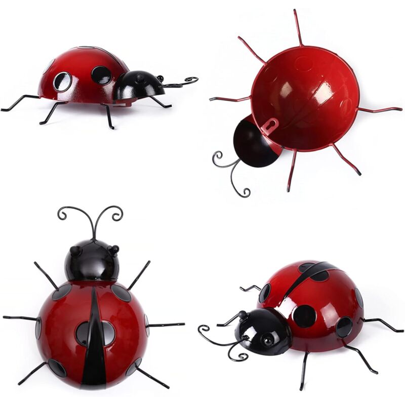 foto del prodotto ntcl 4 pezzi decorazione da giardino coccinella scultura da parete scarabeo recinzione in metallo decorazione per interni balcone ruggine insetti