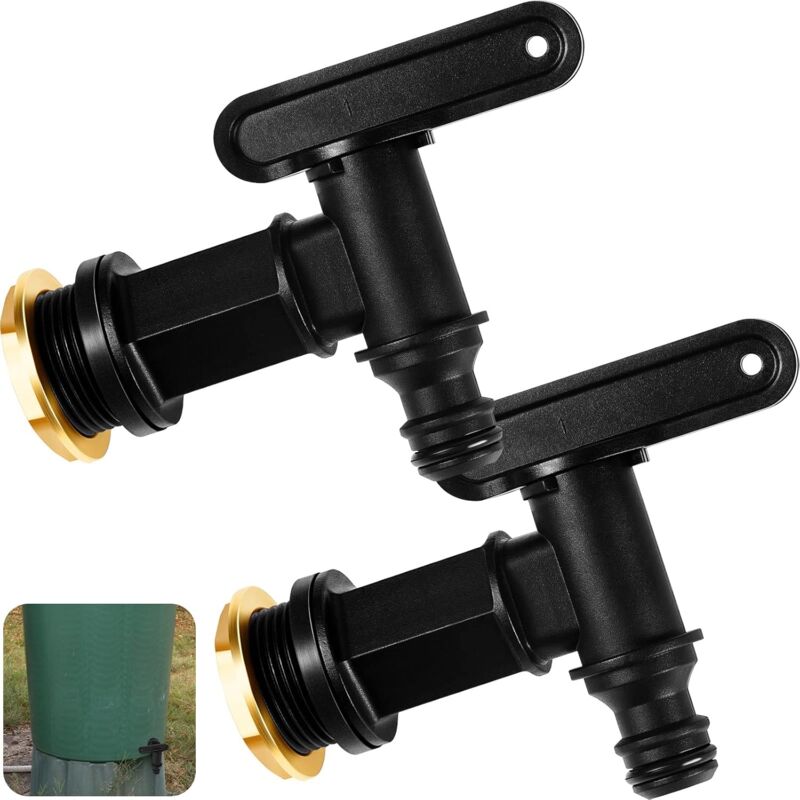 foto del prodotto nuanchu 2 rubinetti per serbatoio dell acqua, rubinetti per serbatoio dell acqua a scatto, connettore per barile di pioggia da 3 4 bsp, tubo