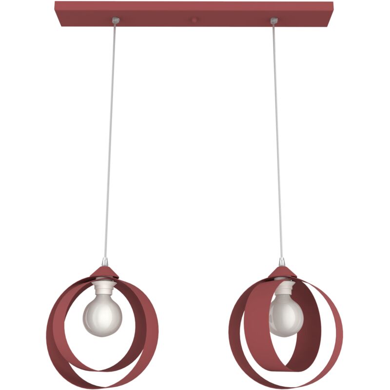 foto del prodotto nucleo binario sospensione, 2xe27, max 42w, metallo, rosso cowhide, d.25cm lumicom