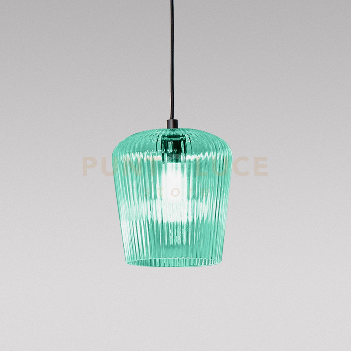 foto del prodotto numa v p vetro verde trasparente con decorazione coste verticali