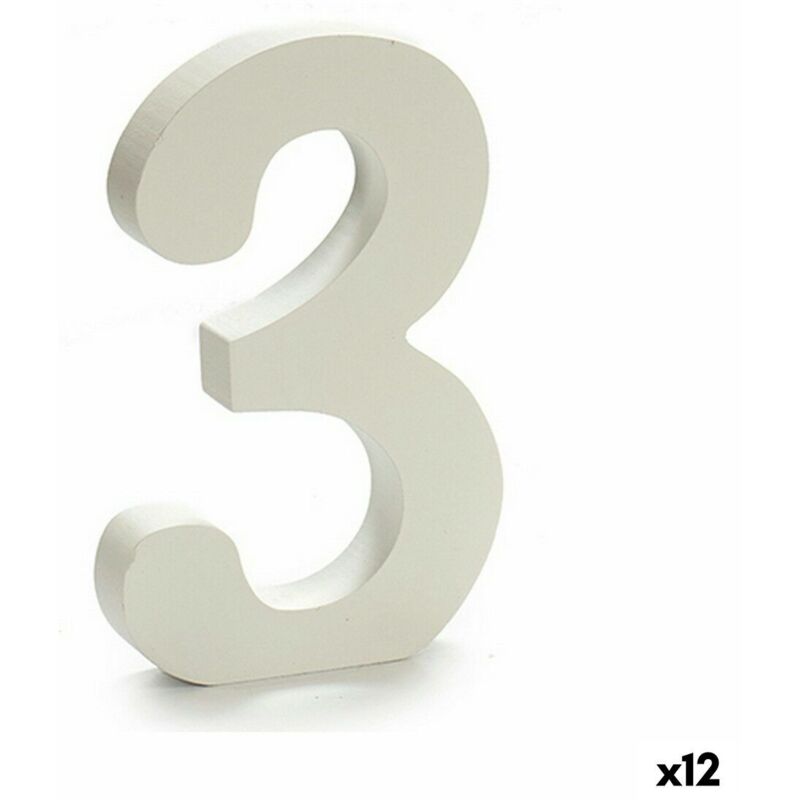 foto del prodotto numeri pincello 3 bianco 1,8 x 21 x 17 cm 12 unit 