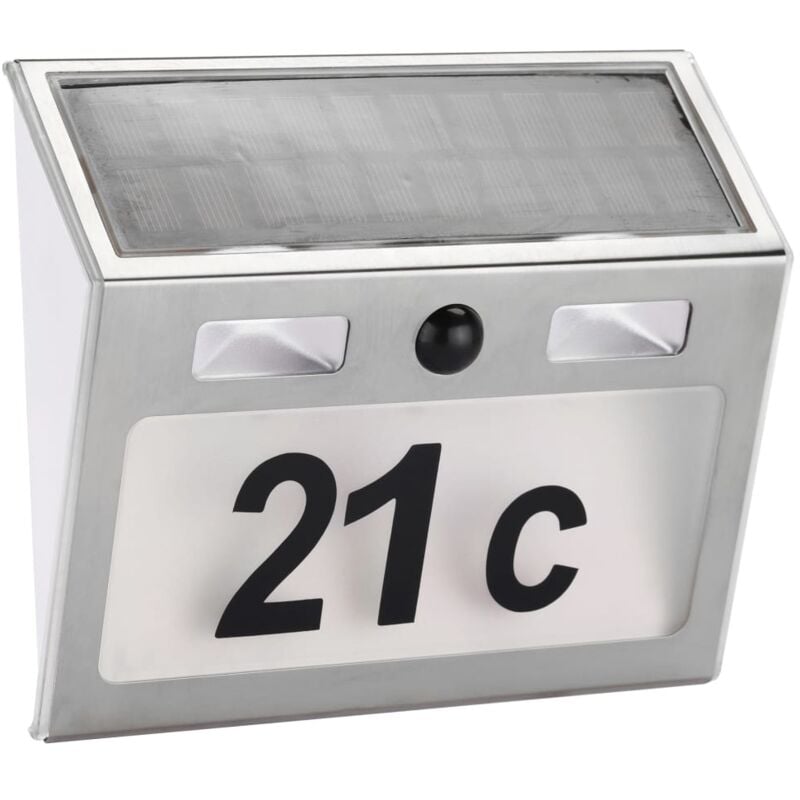 foto del prodotto numero civico illuminato a led solare argento hi