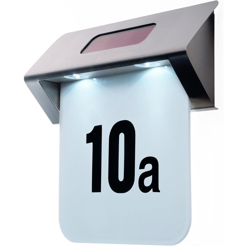 foto del prodotto numero civico illuminato led ricarica energia solare acciaio inox esterno casa