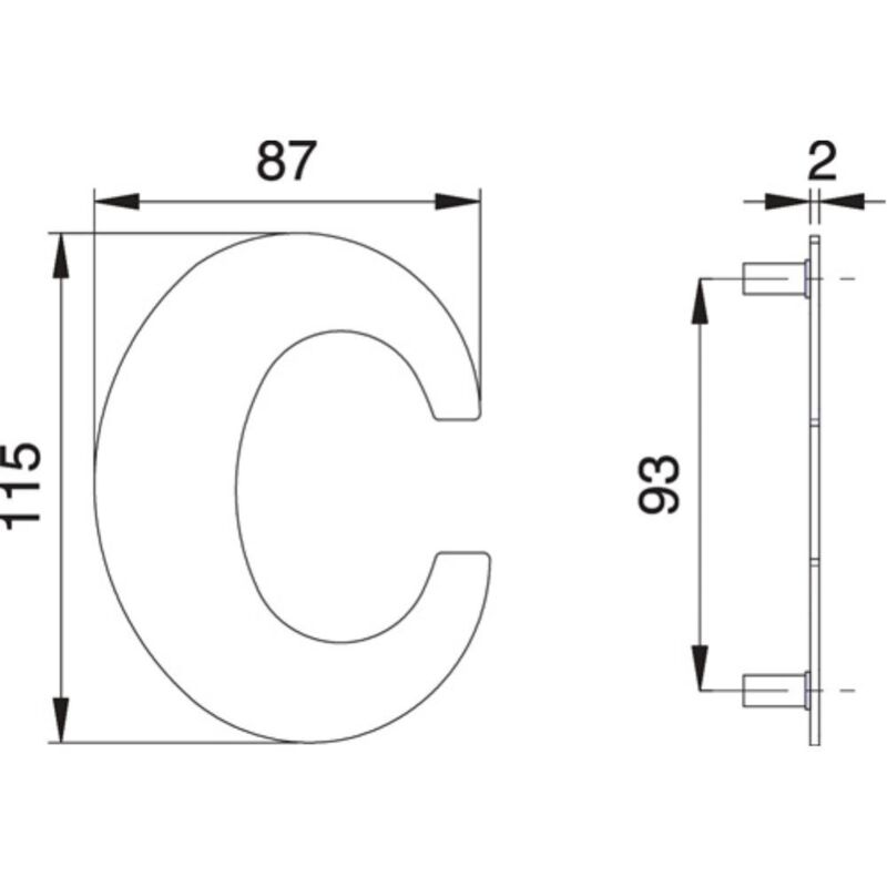 foto del prodotto numero civico lettera c va ma 110mm b.87mm edi